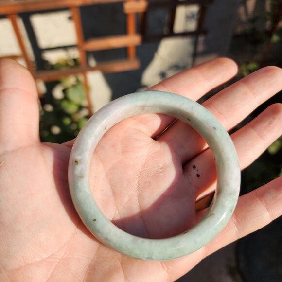 Jadeite Jade Bangle Green Natural Semi Translucent 335ct Myanmar Burma Bracelet - Picture 9 of 15